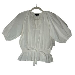 Calligraphie Anthropologie Top‎ Small Balloon Sleeve Peasant Resort Oversized